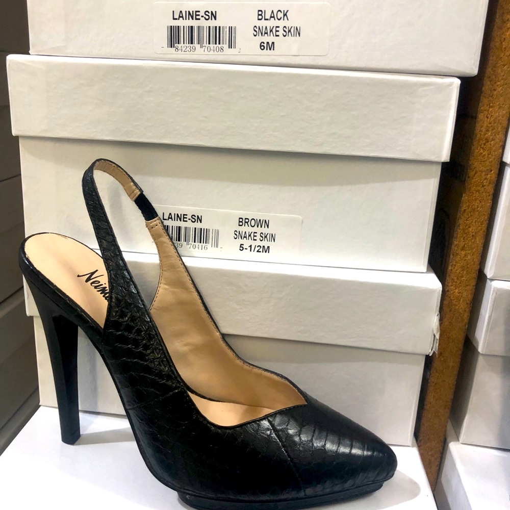 Neiman Marcus black snakeskin pumps (brand New)